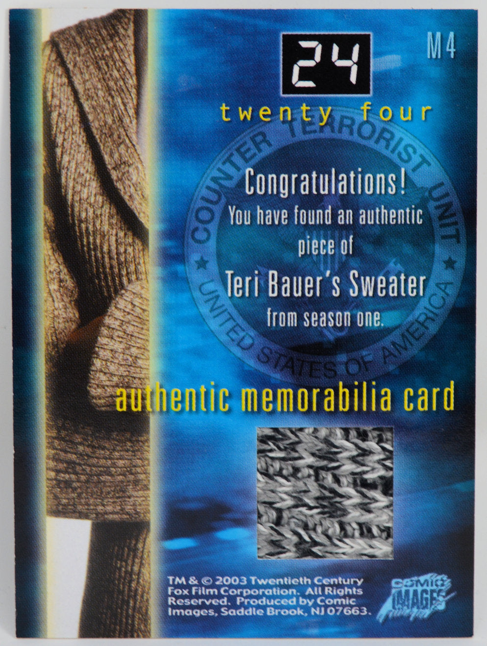 Bauer, Teri - 24 Sweater Memorabilia