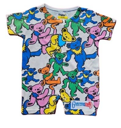 Grateful Dead Swirling Dancing Bears Onesie Romper