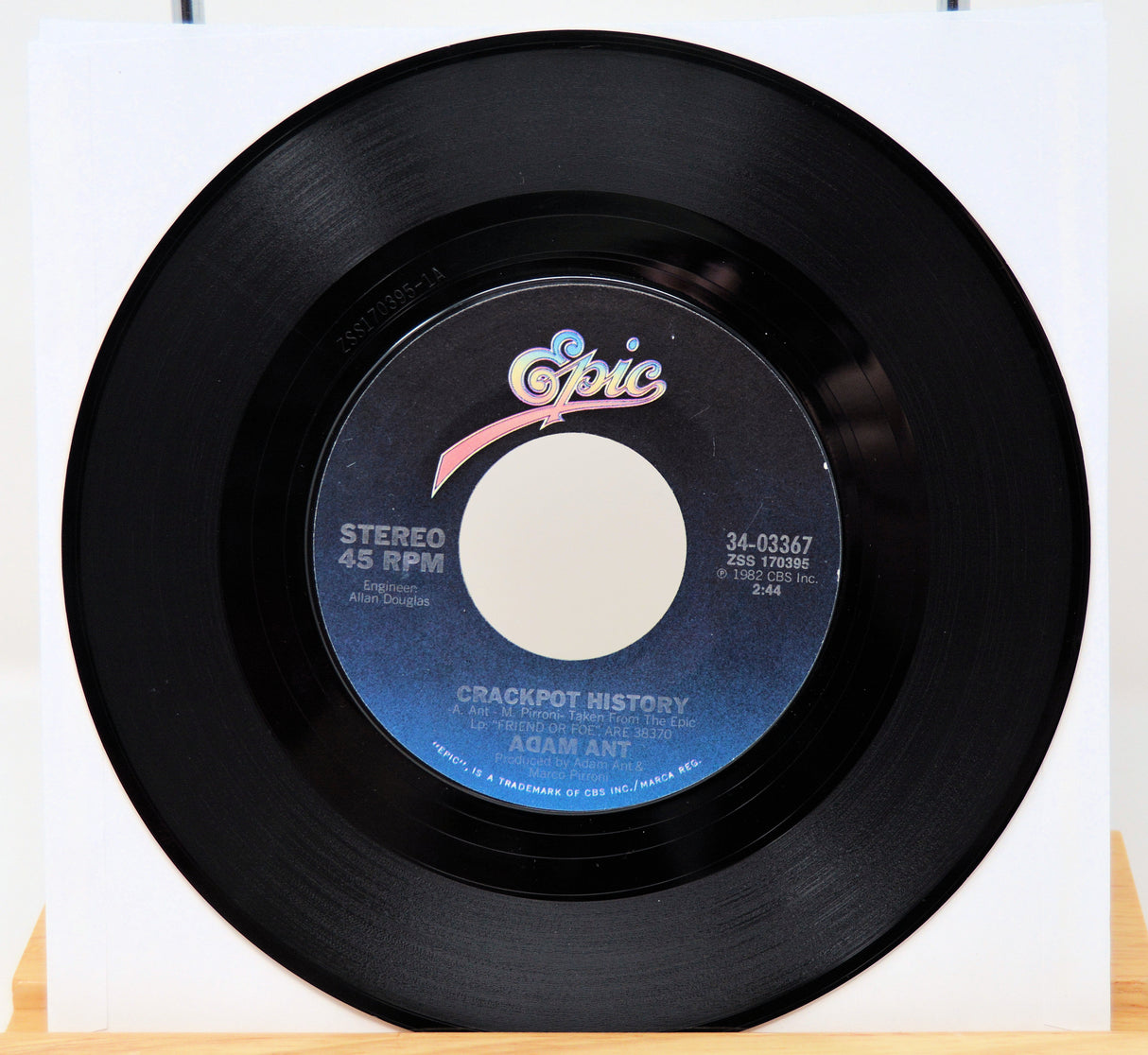 Vinyl record with 'Epic' label on a white background