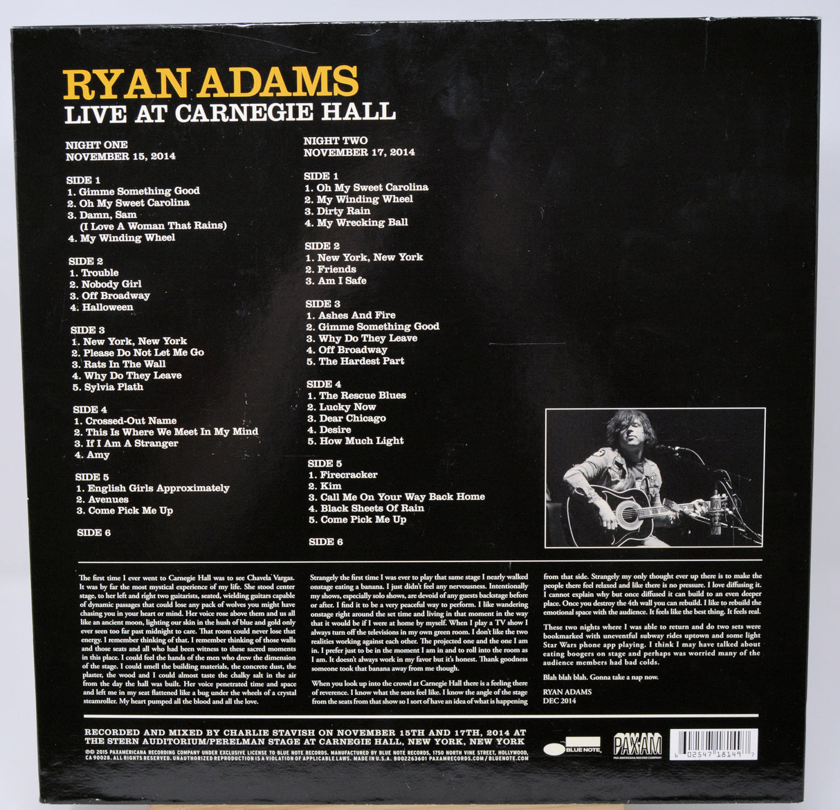 Adams, Ryan - Live At Carnegie Hall
