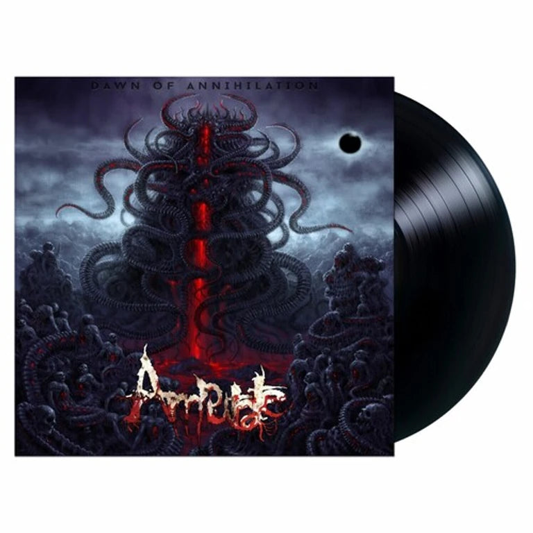 Vinyl record with a dark, artistic cover featuring red and black design elements.