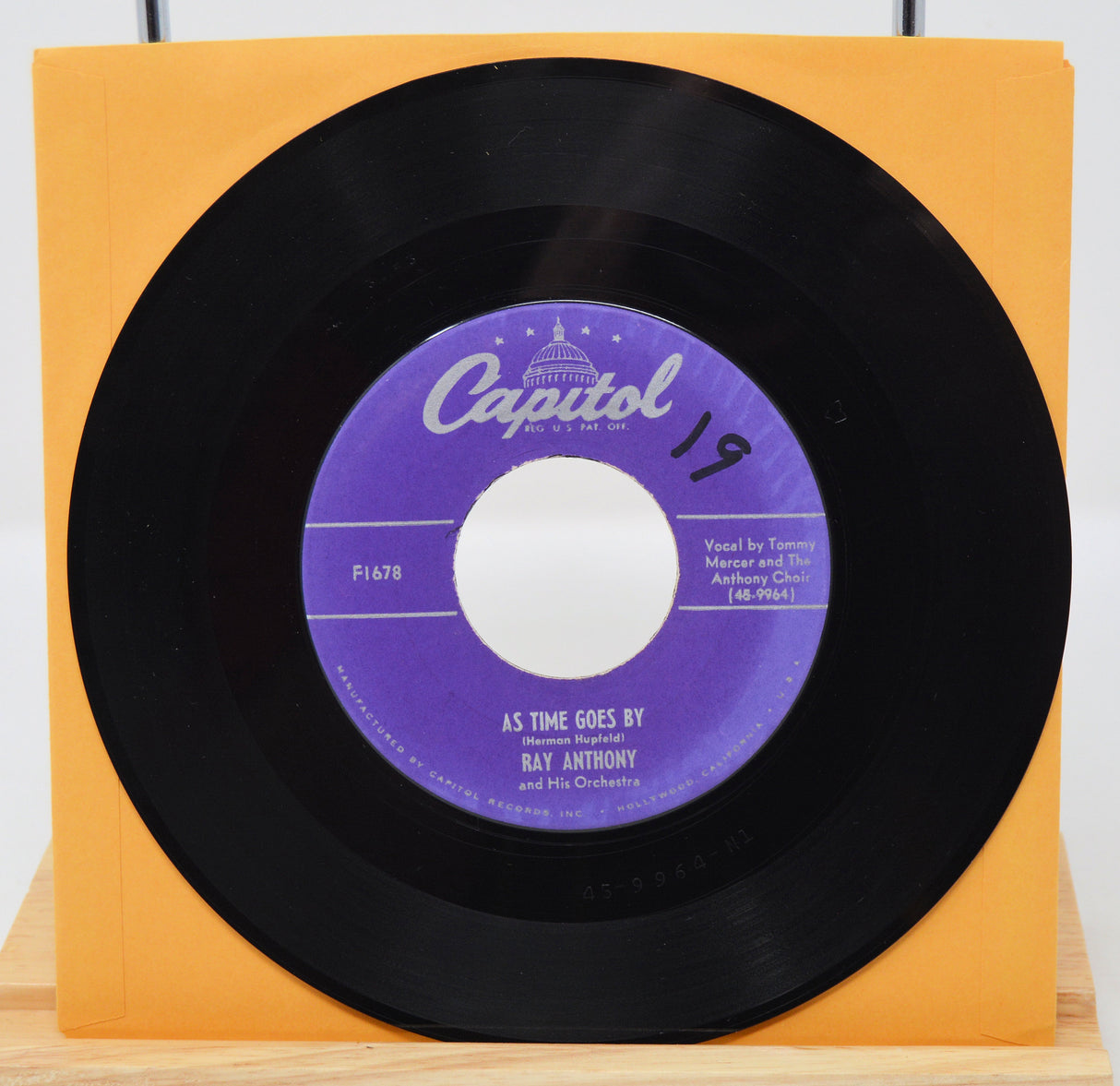 7 inch 45 rpm record featuring Ray Anthony At last