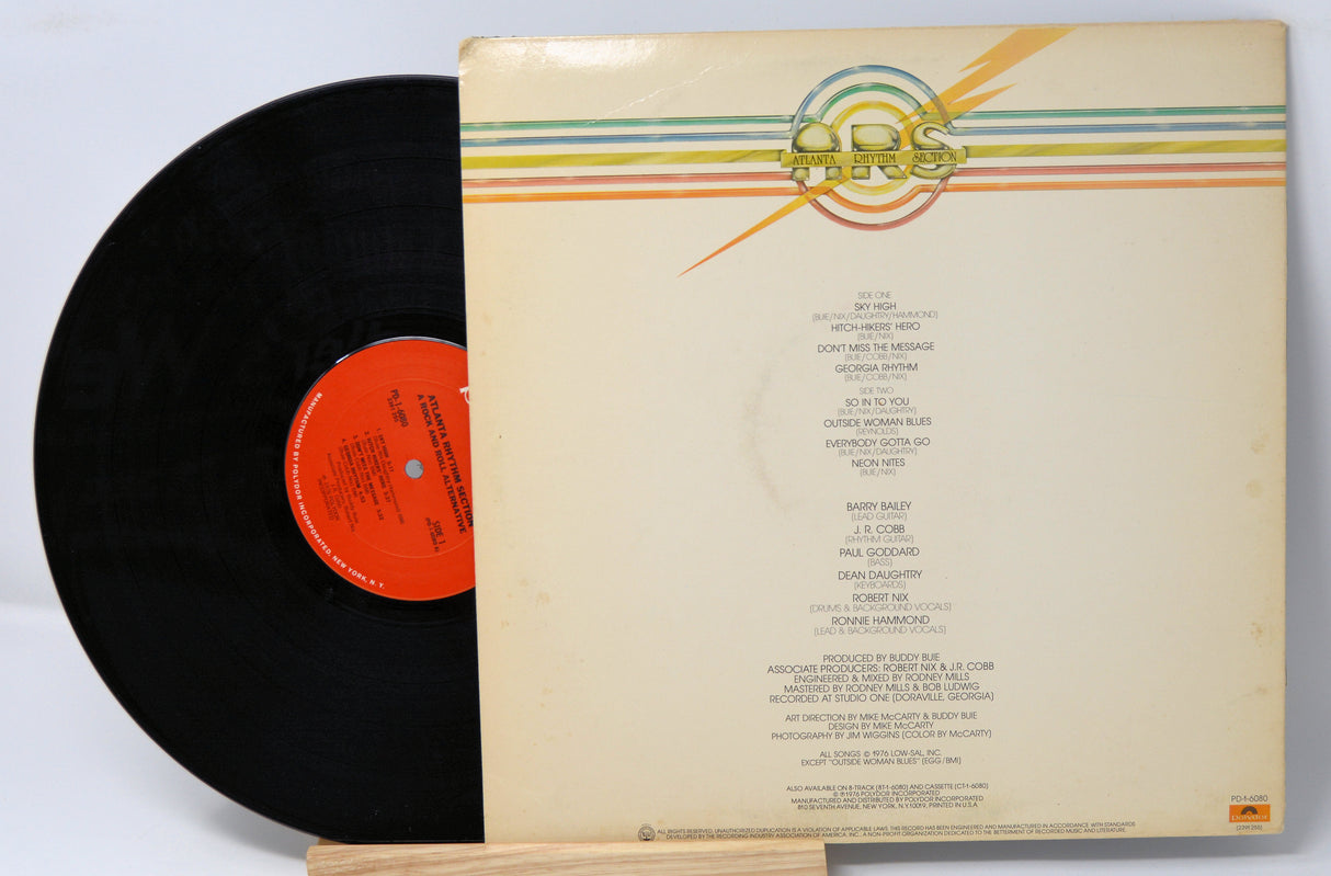 Atlanta Rhythm Section, A Rock And Roll Alternative vinyl record album and back cover showing a list of the songs in text