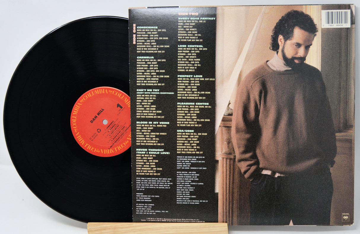 Dan Hill self-titled vinyl LP back cover with track listing and artist photo