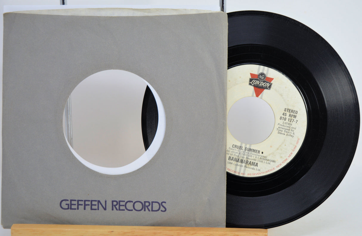 Bananarama 'Cruel Summer' Vinyl record with a Geffen Records sleeve on a white background