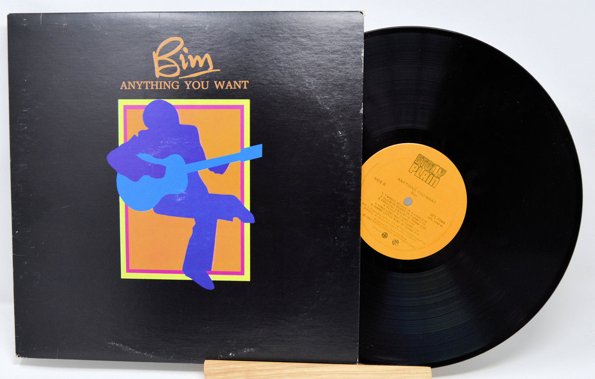 Front cover of Bim's 'Anything You Want' vinyl LP with vibrant silhouette artwork