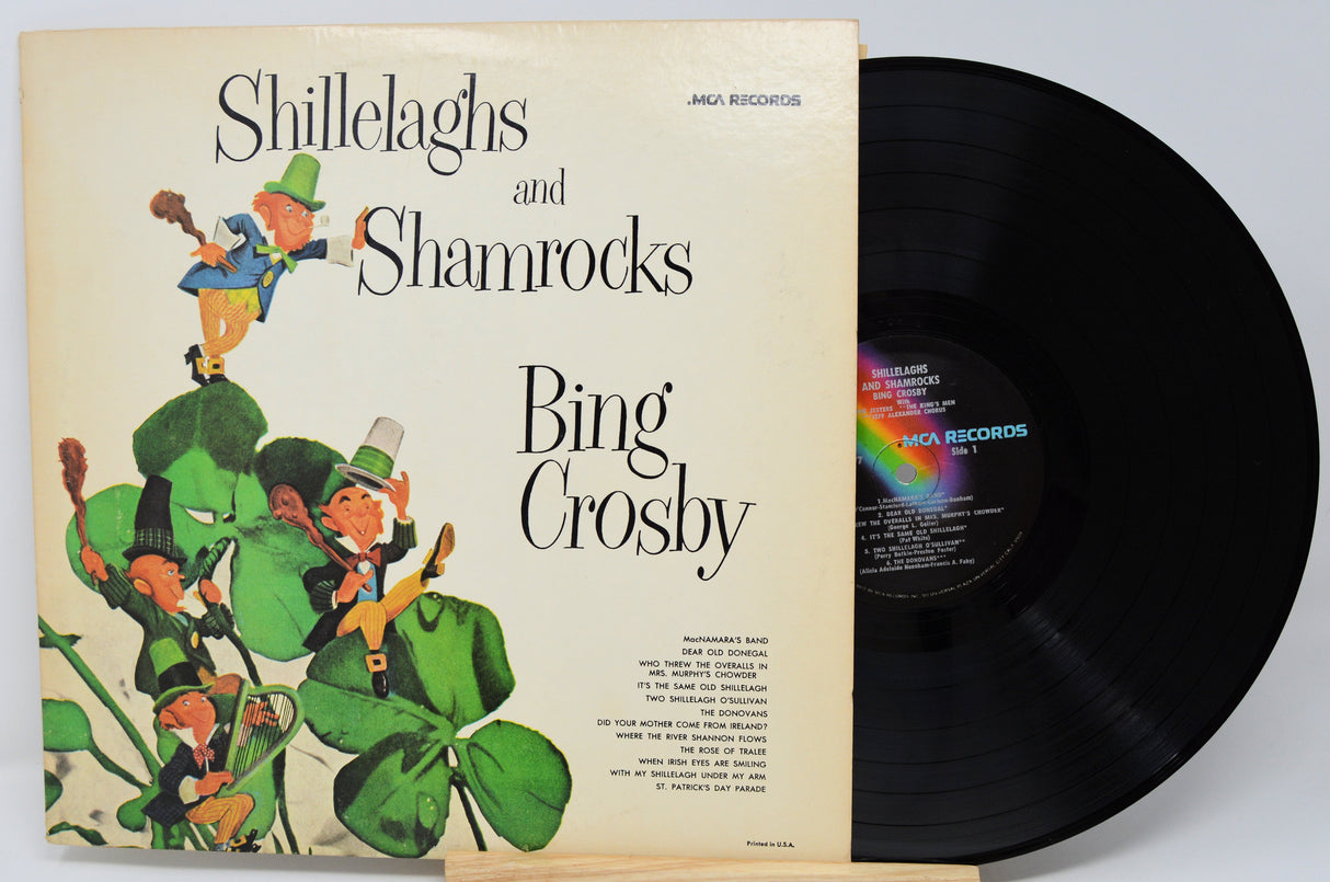 Vinyl record with cover featuring 'Shillelagh and Shamrocks' by Bing Crosby