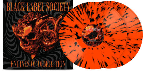 Vinyl record and cover for Black Label Society's 'Engines of Demolition' with orange and black design.