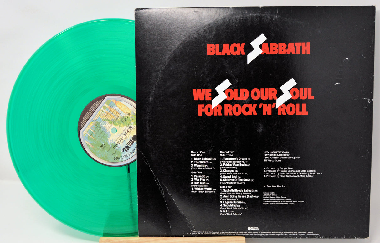 Black vinyl cover featuring Black Sabbath We Sold Our Souls For Rock N Roll