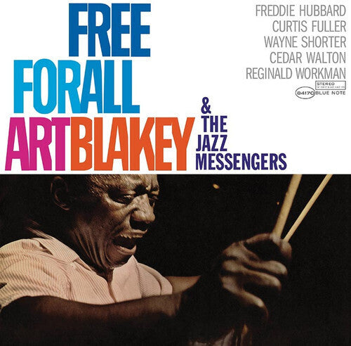 Album cover of 'Free For All' by Art Blakey & The Jazz Messengers with a close-up of a drummer.