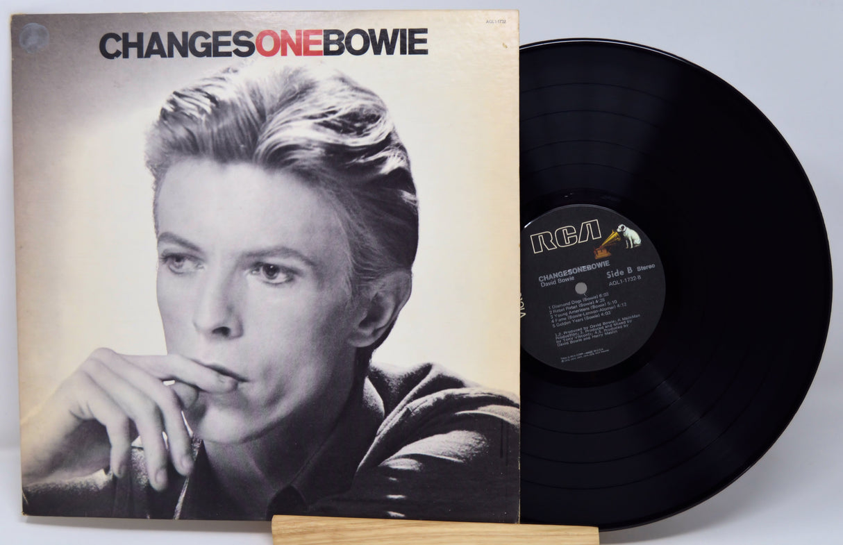 Vinyl record with cover featuring a portrait and 'ChangesOneBowie' text