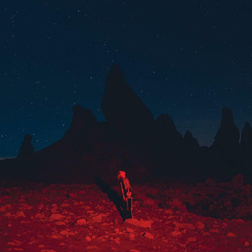 Bridgers, Phoebe - Punisher Person with skeleton costume standing on a rocky landscape under a starry night sky.