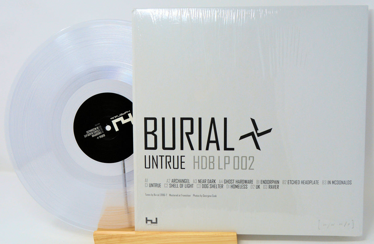 Burial Untrue clear vinyl LP with minimalist cover and tracklist