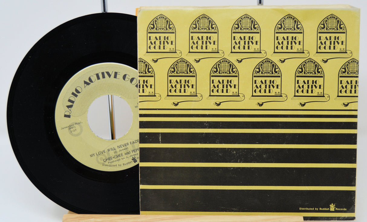 Chee-Chee & Peppy Radio Active Gold 45 RPM vinyl single with sleeve, side A