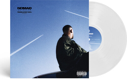 Vinyl record with a person sitting on a car against a blue sky, featuring the brand 'Nomad'.