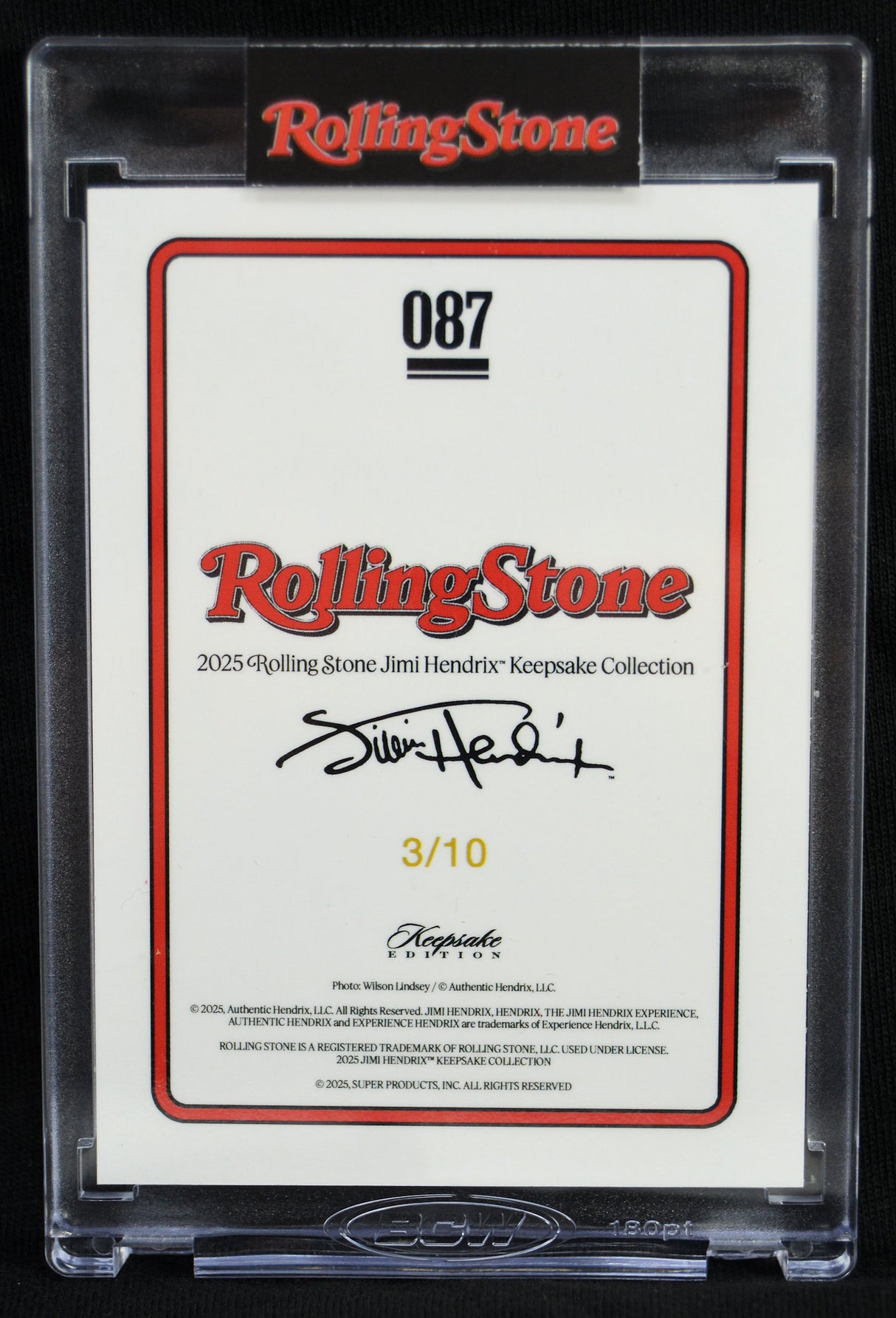Jimi Hendrix - 2025 Rolling Stone Keepsake Premiere Edition RELIC 3/10