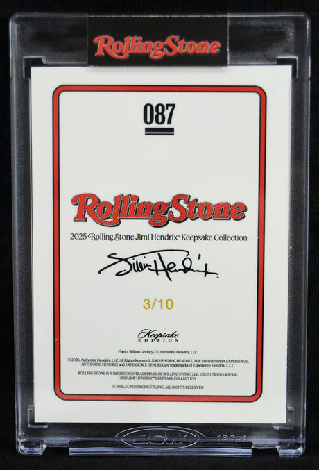 Jimi Hendrix -  2025 Rolling Stone Keepsake Premiere Edition RELIC 3/10