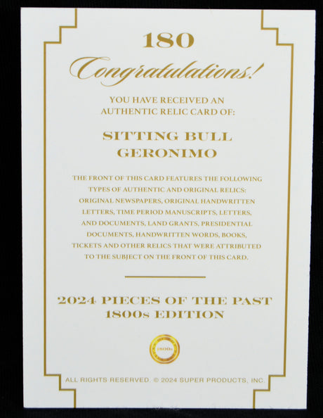 Sitting Bull / Geronimo - Double Relic, Keepsake Pieces of the Past 1800s