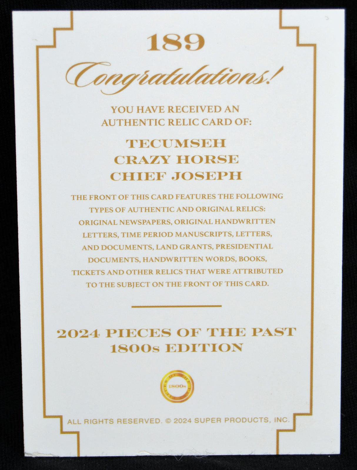 Techumseh / Crazy Horse / Chief Joseph - Triple Relic