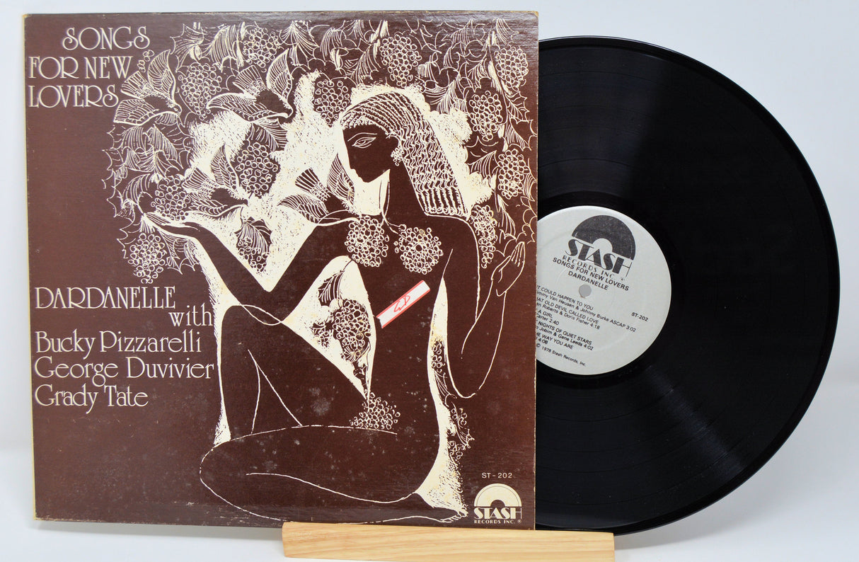Front cover of 'Songs for New Lovers' vinyl LP by Dardanelle with stylized artwork and visible record