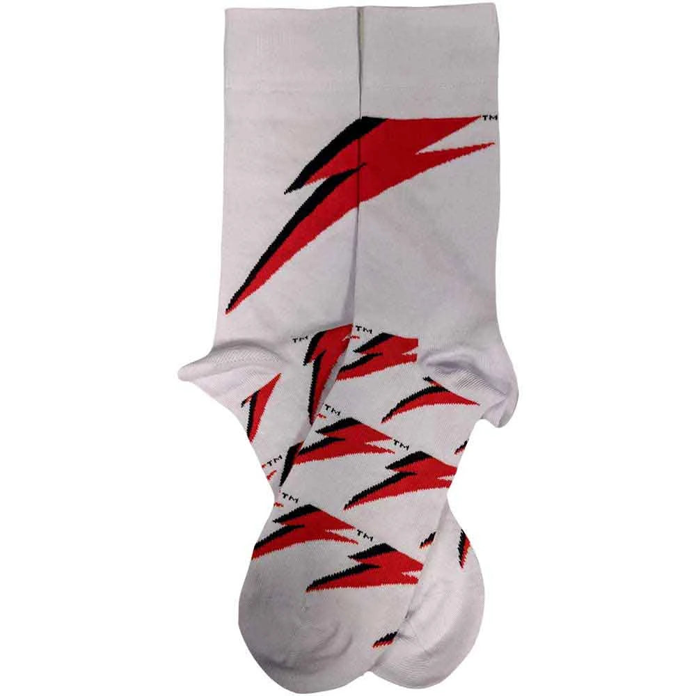 White sock with red and black patterns on a white background