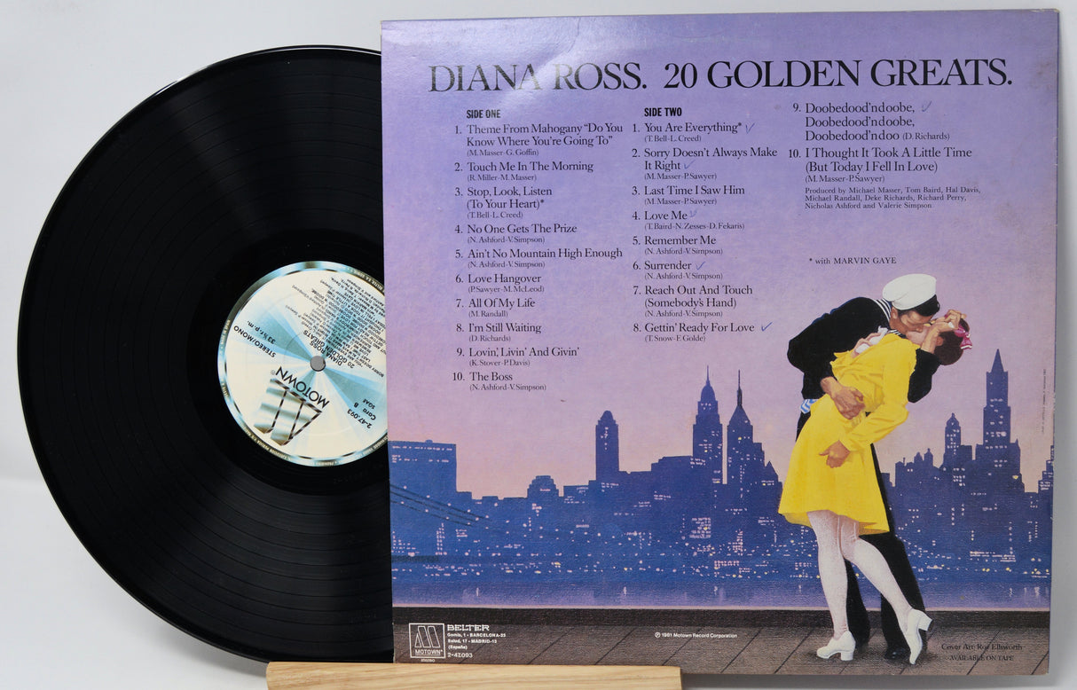Vinyl record with cover featuring Diana Ross and a cityscape design.
