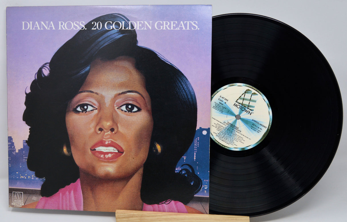 Vinyl record with cover featuring Diana Ross and '20 Golden Greats' text.