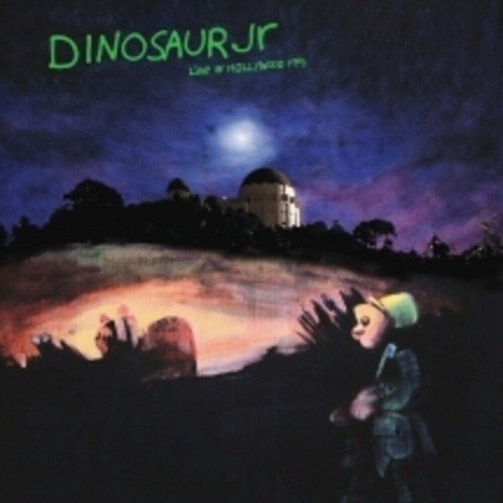 Album cover with an illustration of a person reaching towards a dome structure under a moonlit sky, featuring the text 'Dinosaur Jr.'