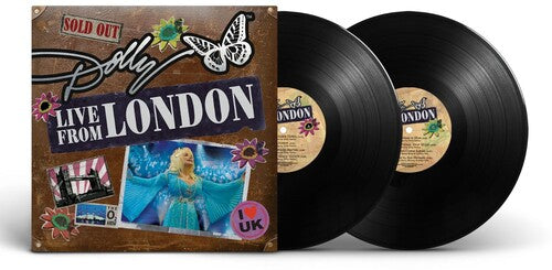 Dolly Parton Live from London double vinyl records with illustrated album cover