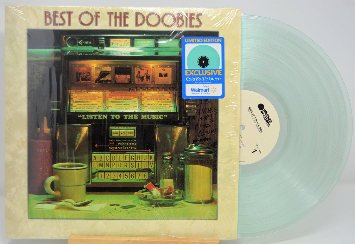 Vinyl record with 'Best of the Doobies' cover featuring a jukebox scene.