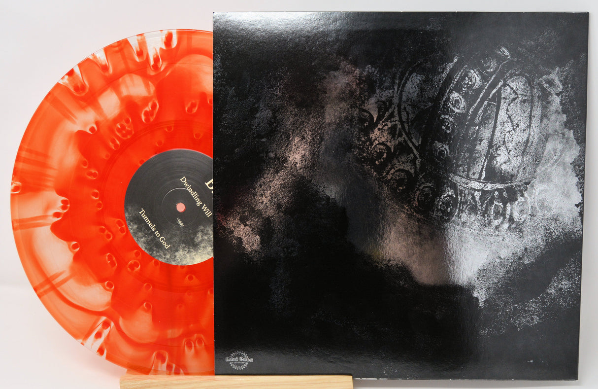 Orange and white splatter vinyl LP with Dwindling Will Tunnels to God album art