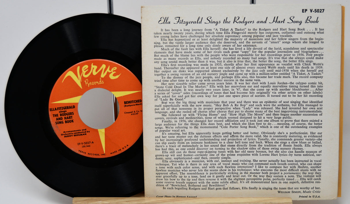 Ella Fitzgerald Sings the Rodgers and Hart Song Book Verve Records vinyl with liner notes