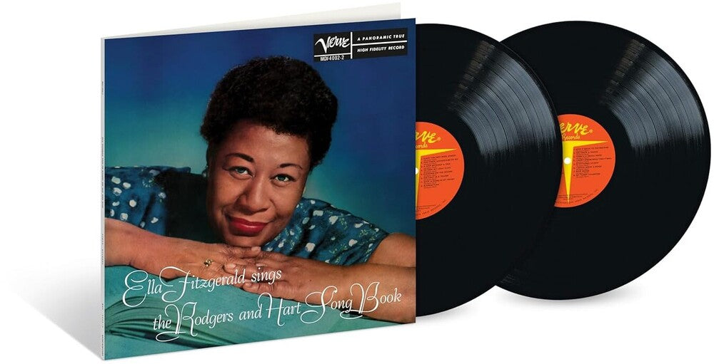 Vinyl record set with cover featuring a portrait of Ella Fitzgerald with a blue background, labeled 'Verve Records'.