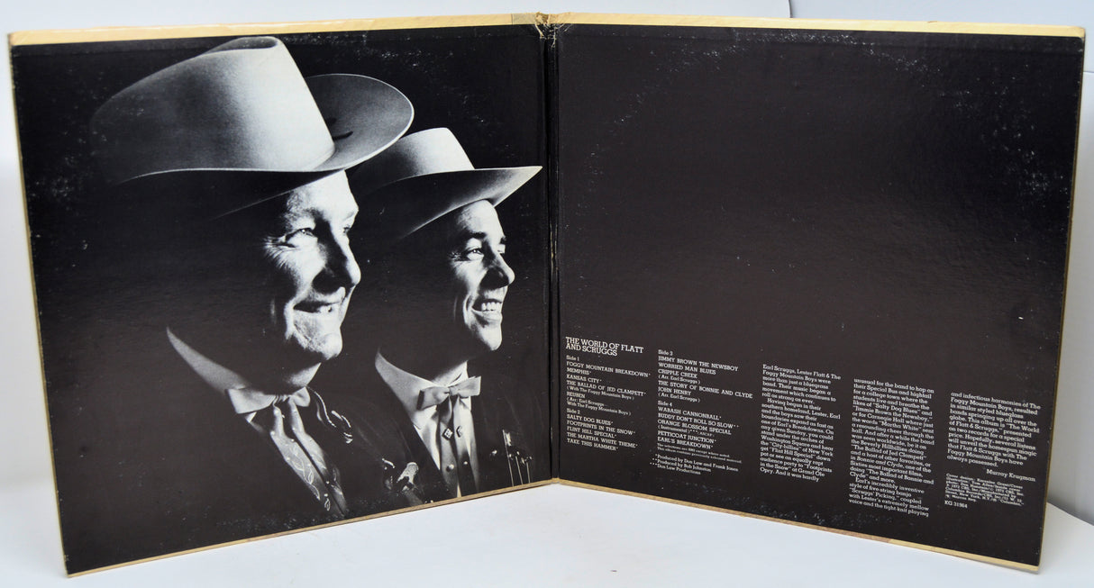 Album cover with black and white photo of two men wearing hats and text on a black background