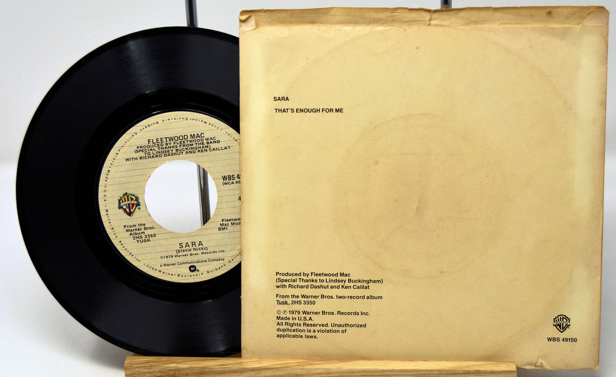 Vinyl record with label and back cover on a white background