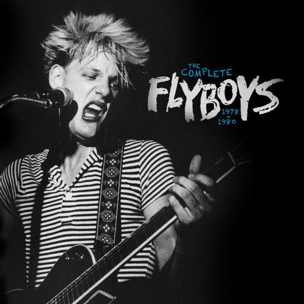 Person playing guitar with 'The Complete Flyboys 1978-1980' text on a black background