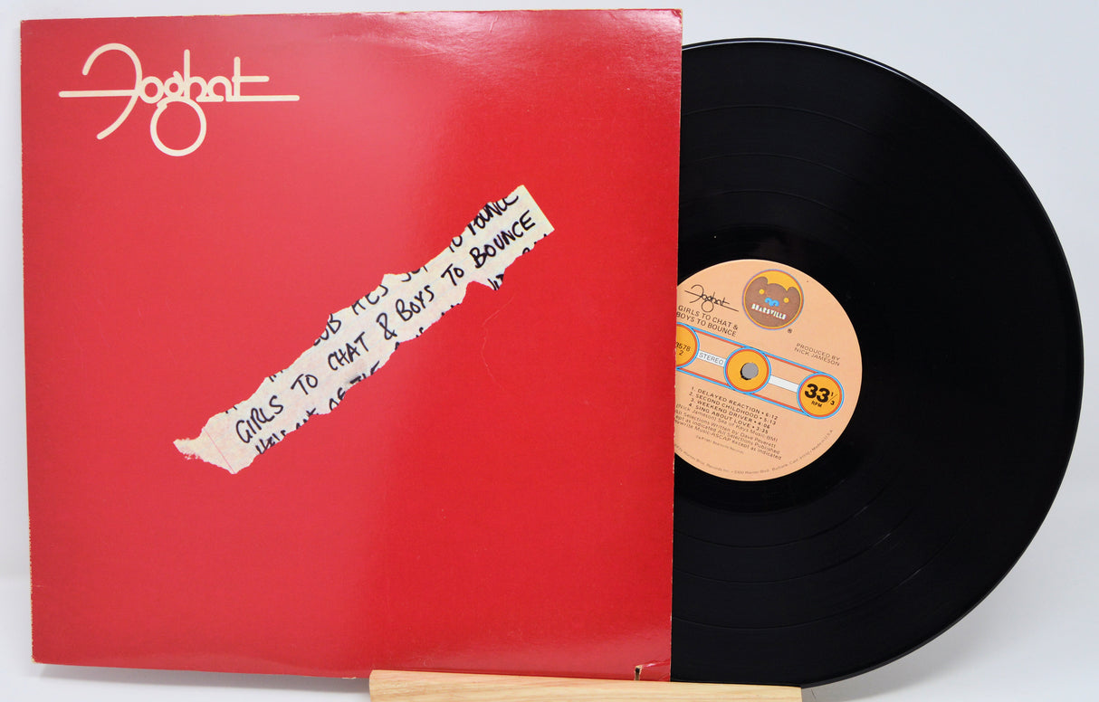 Vinyl record with red cover and black disc on a white background