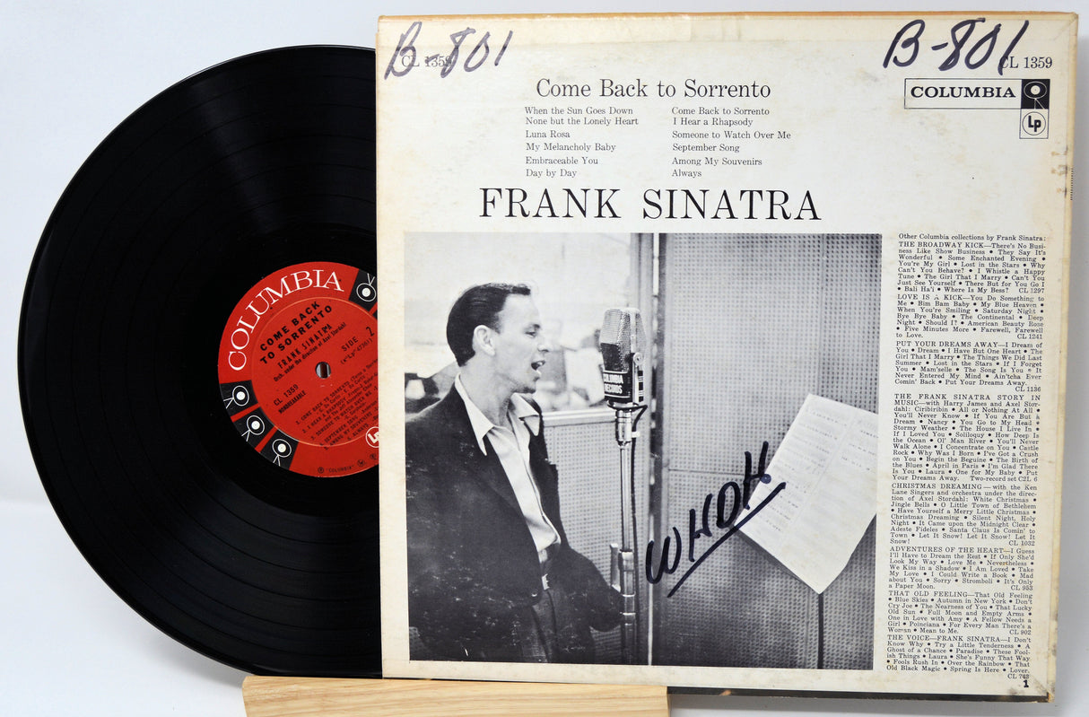 Frank Sinatra Come Back to Sorrento LP with cover featuring studio mic and singing image