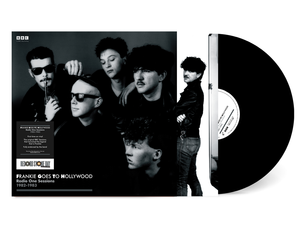 Vinyl record with black and white cover featuring a the members of 'Frankie Goes To Hollywood' titled 'Radion One Sessions'.