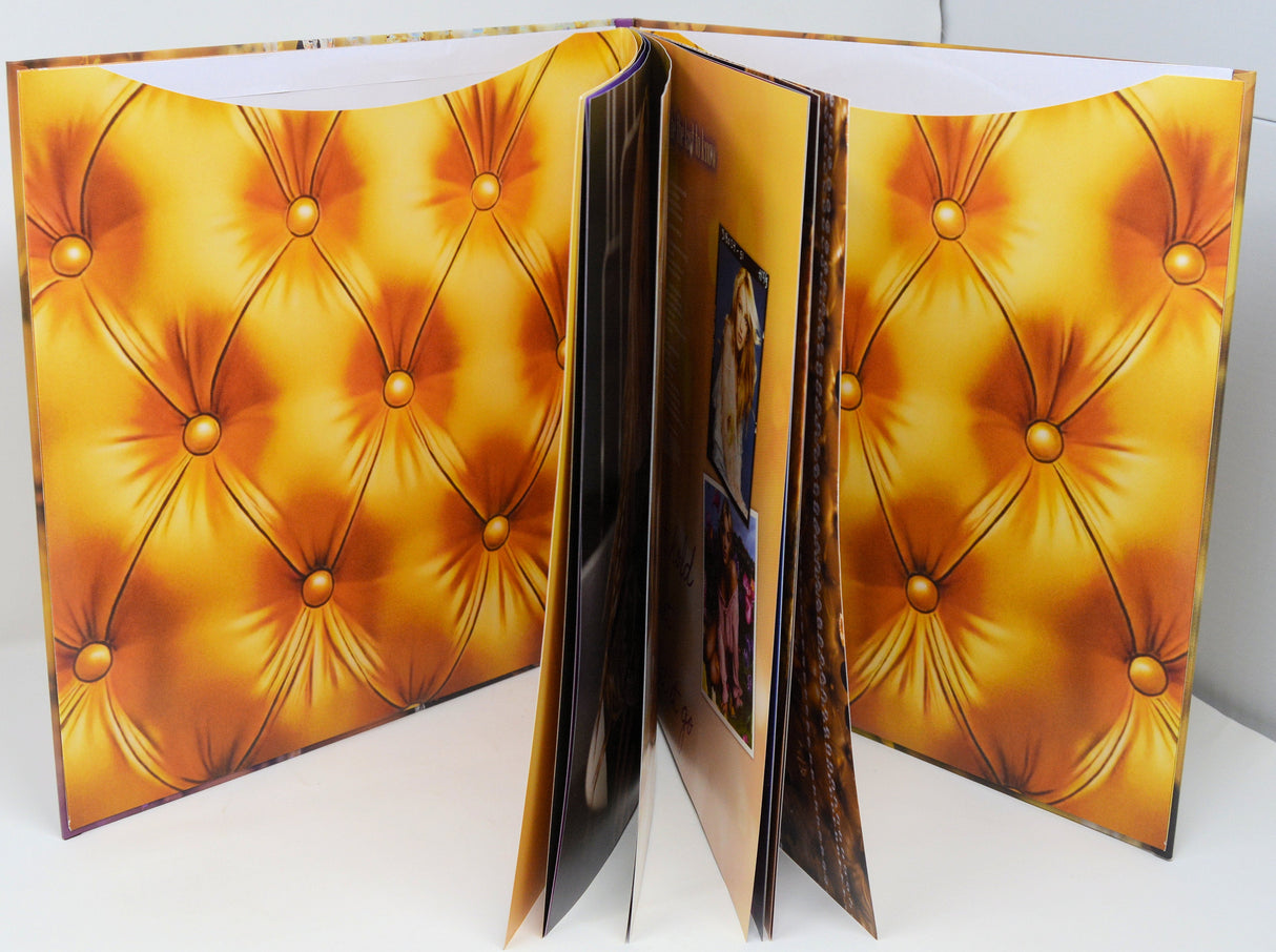 Open gatefold of Britney Spears' Oops!... I Did It Again 25th Anniversary vinyl album with gold tufted design