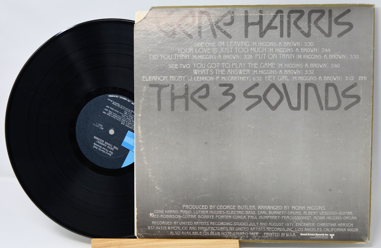 Back cover of Gene Harris & The 3 Sounds vinyl LP with tracklist and credits