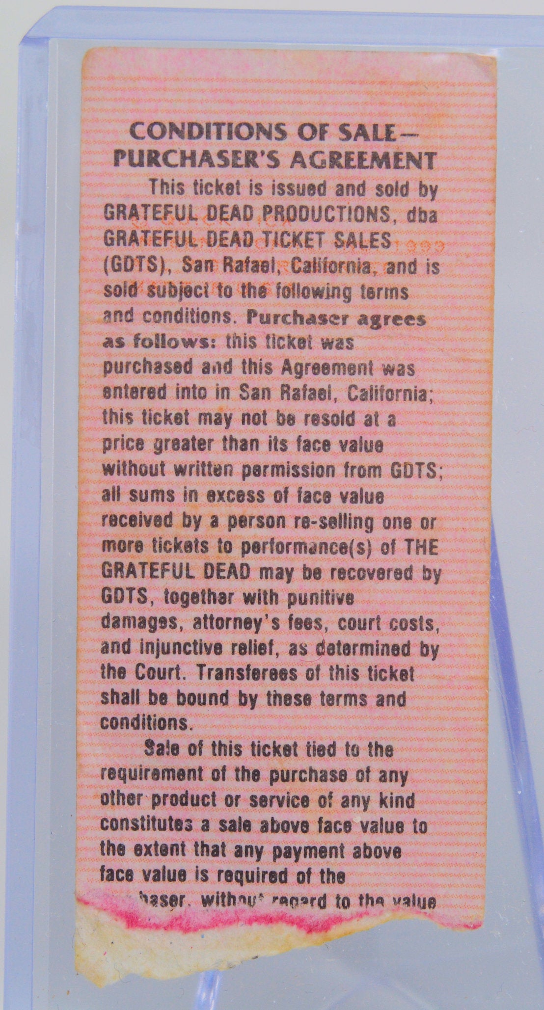 Grateful Dead - 1993 Boston Ticket Stub