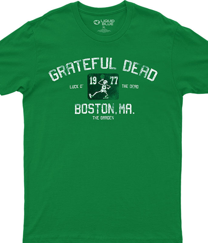 Green t-shirt with 'Grateful Dead' text and graphics related to Boston, MA concert.