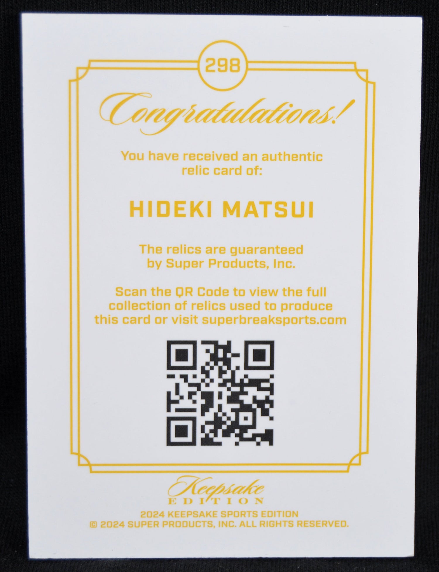Hideki Matsui - 2024 Keepsake Sports Relic 58/99