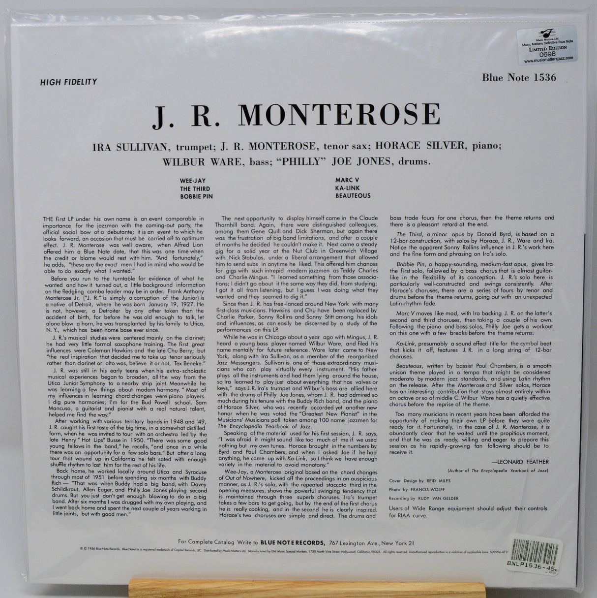 The back cover of a vinyl record sleeve for J. R.