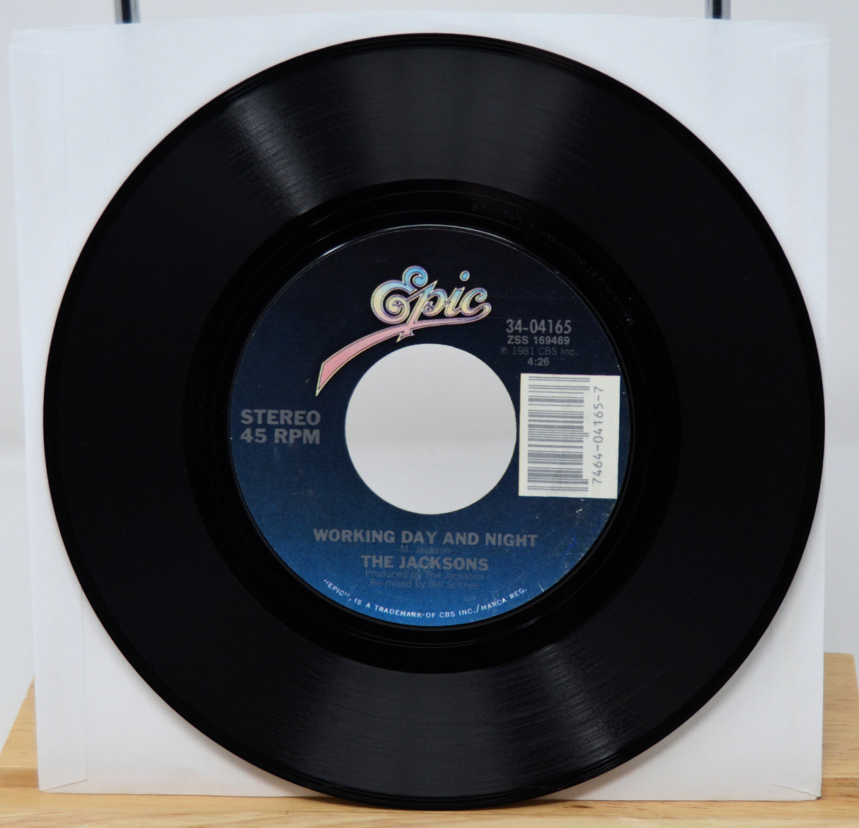 Vinyl record with 'Epic' label on a white background