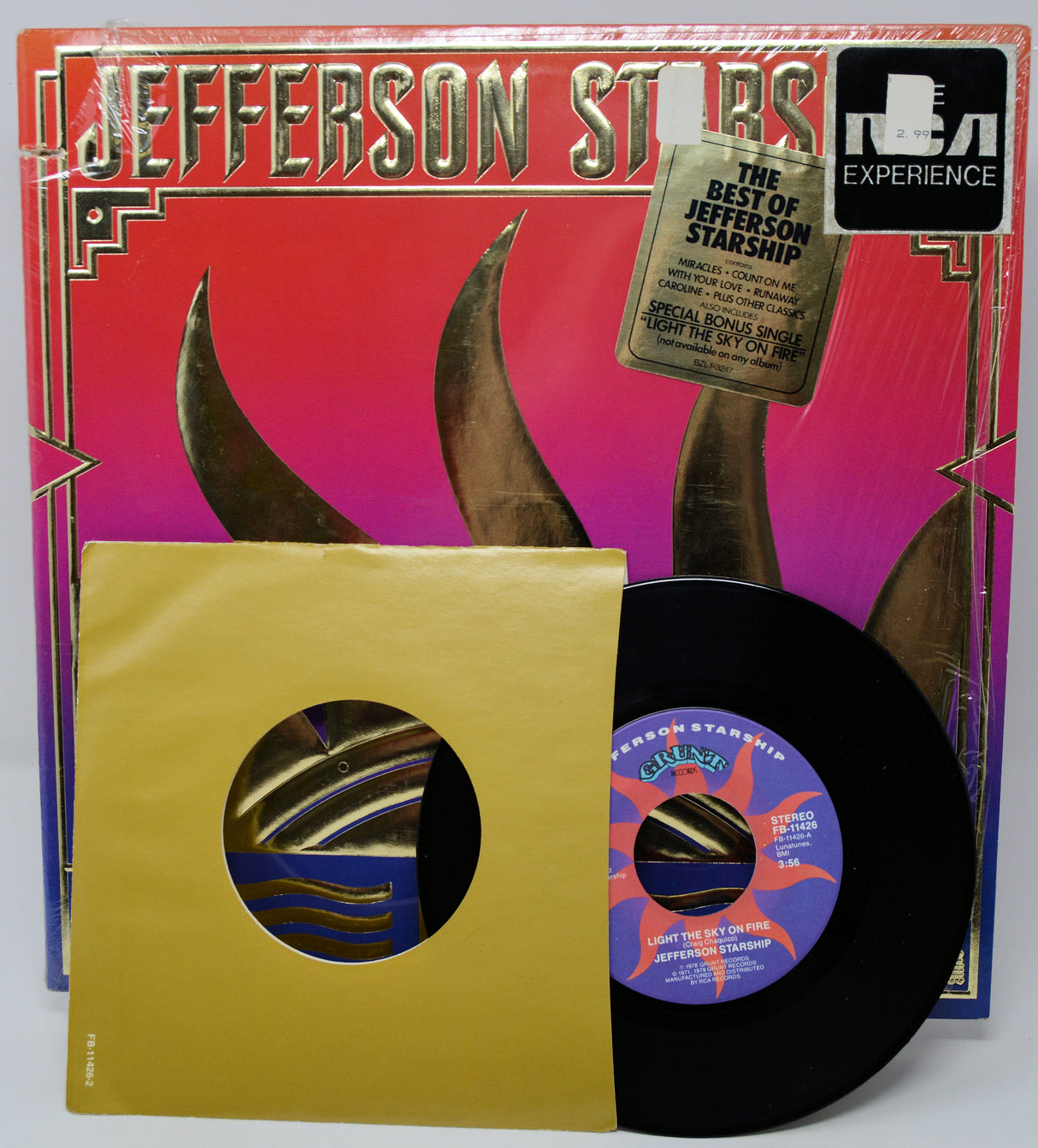 Jefferson Starship vinyl record with cover and 45 rpm single
