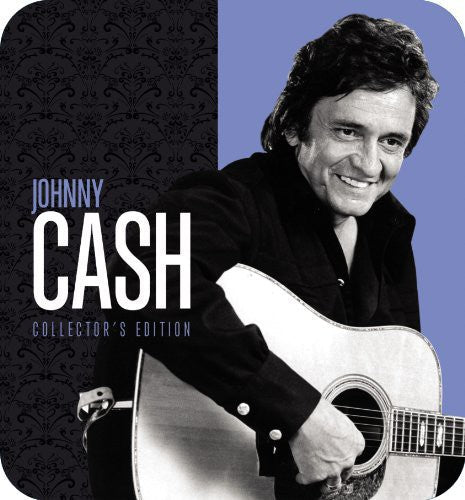 Johnny Cash smiling with guitar on Collector's Edition album cover