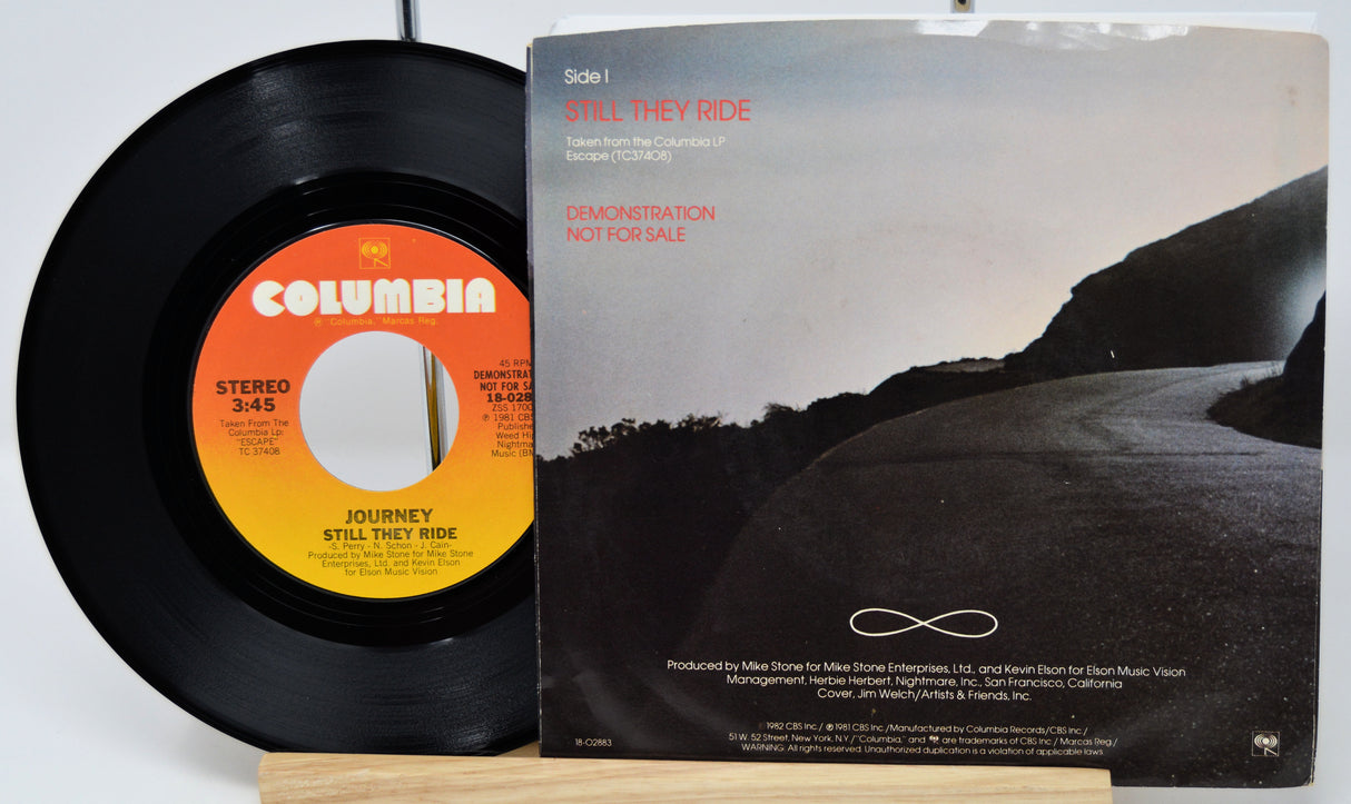 Vinyl record and its cover with a scenic design on a white background