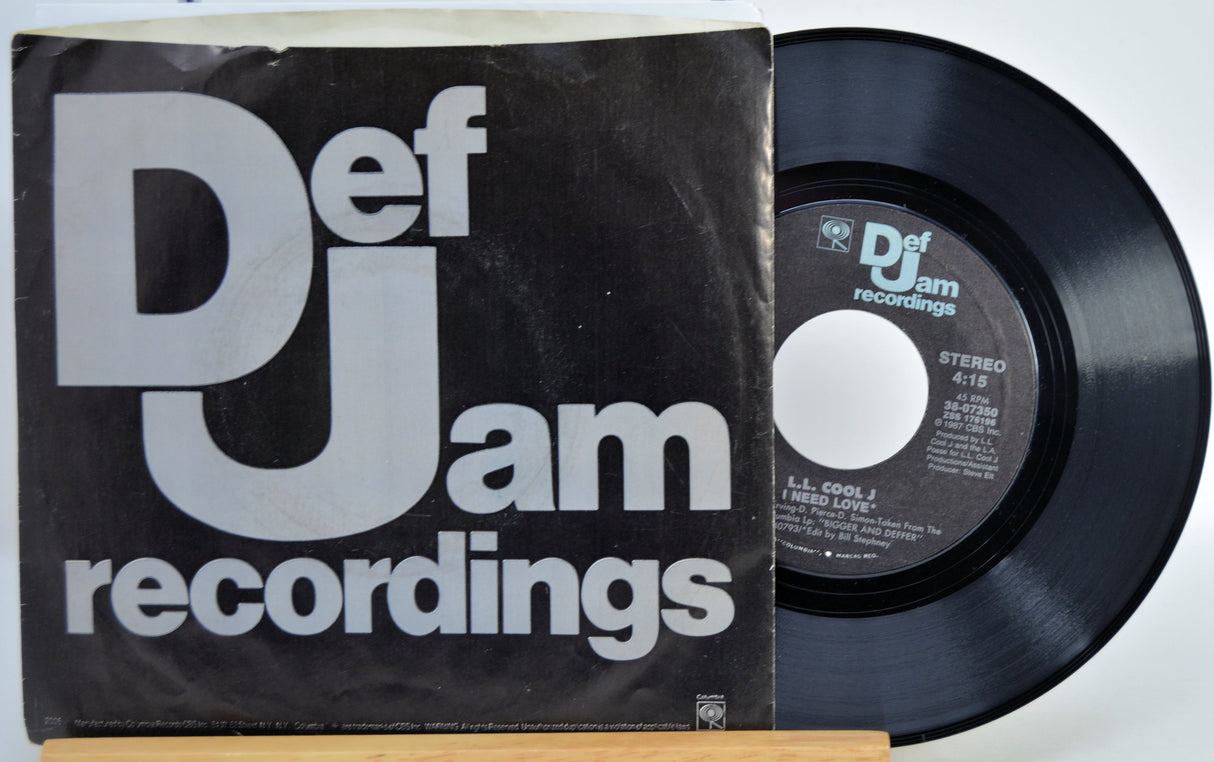 LL Cool J 'I Need Love' 7 inch vinyl record and Def Jam sleeve
